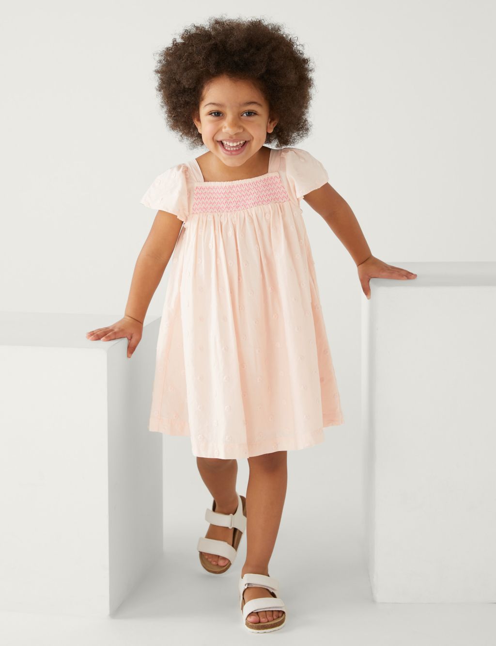 Pure Cotton Spotted Dress (2-8 Yrs) image 1