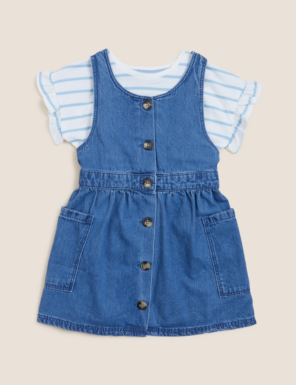 2pc Pure Cotton Pinafore Outfit (2-7 Yrs)
