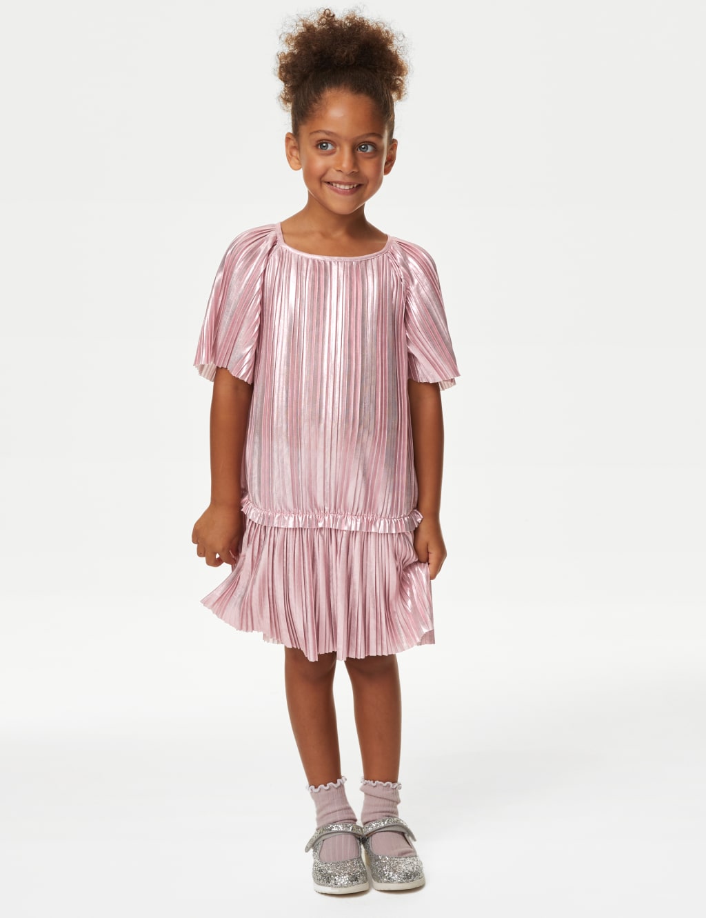 Plisse Metallic Dress (2-8 Yrs) image 1