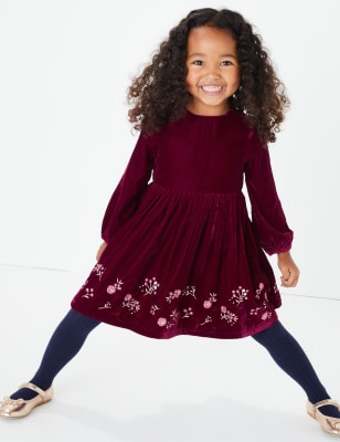 Robe en velours avec ornements (du 3&nbsp;mois au 7&nbsp;ans)