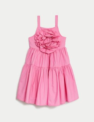 Pure Cotton Rosette Dress (2-8 Yrs)