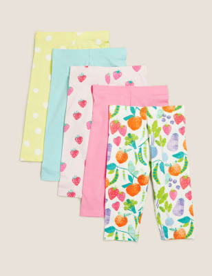 5pk Cotton Cropped Leggings (2-7 Yrs), M&S