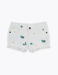 Denim Embroidered Floral Shorts (2-7 Yrs)