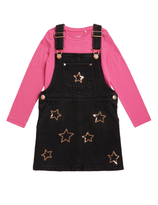 

Girls M&S Collection 2pc Cotton Rich Star Pinafore Outfit (2 - 7 Yrs) - Black, Black