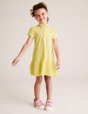 Robe style t-shirt 100 % coton (du 2 au 7 ans) - Yellow