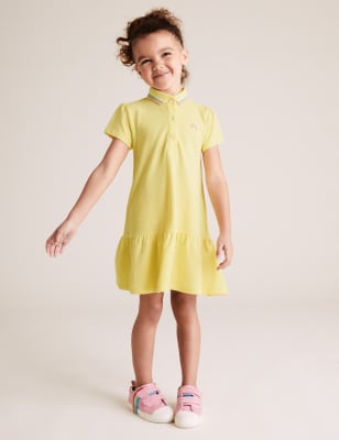 Robe style t-shirt 100 % coton (du 2 au 7 ans) - Yellow