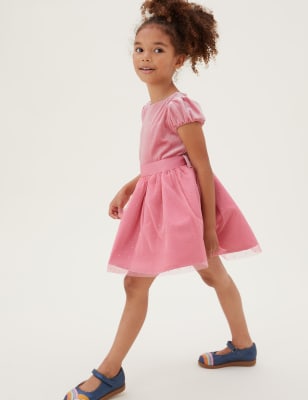 

Girls M&S Collection Velvet Glitter Dress (2-7 Yrs) - Pink, Pink