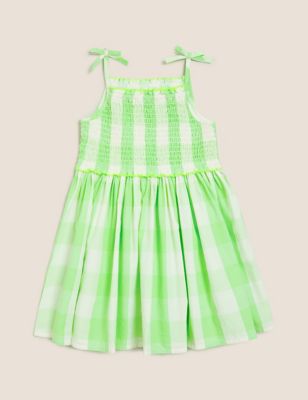 Pure Cotton Checked Dress (2-7 Yrs) | M&S