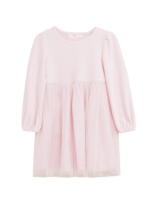 

Girls M&S Collection Velvet Tulle Dress (2-7 Yrs) - Pink, Pink