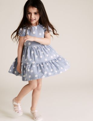 Pure Cotton Spotted Dress (2-7 Yrs) | M&S FR