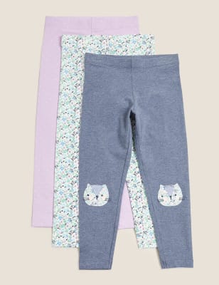 

M&S Collection Pack de 3 leggings de algodón estampados (2-7 años) - Multi, Multi