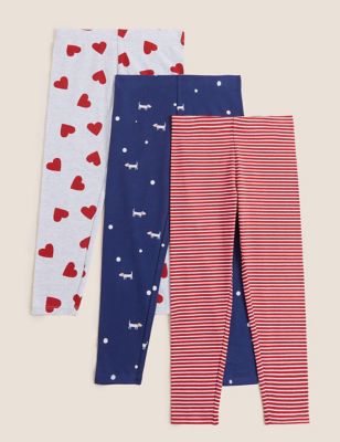 

Girls M&S Collection 3pk Cotton Rich Patterned Leggings (2-7 Yrs) - Multi, Multi