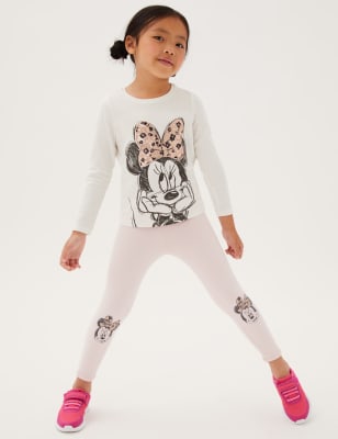 

M&S Collection Leggings mit hohem Baumwollanteil und Minnie™-Motiv (2-7 J.) - Pink, Pink