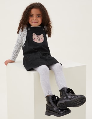 

M&S Collection Conjunto de 2 piezas de algodón con pichi denim (2-7 años) - Black, Black