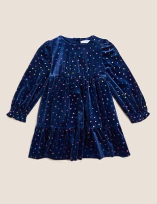 Blue velvet dress with clearance stars