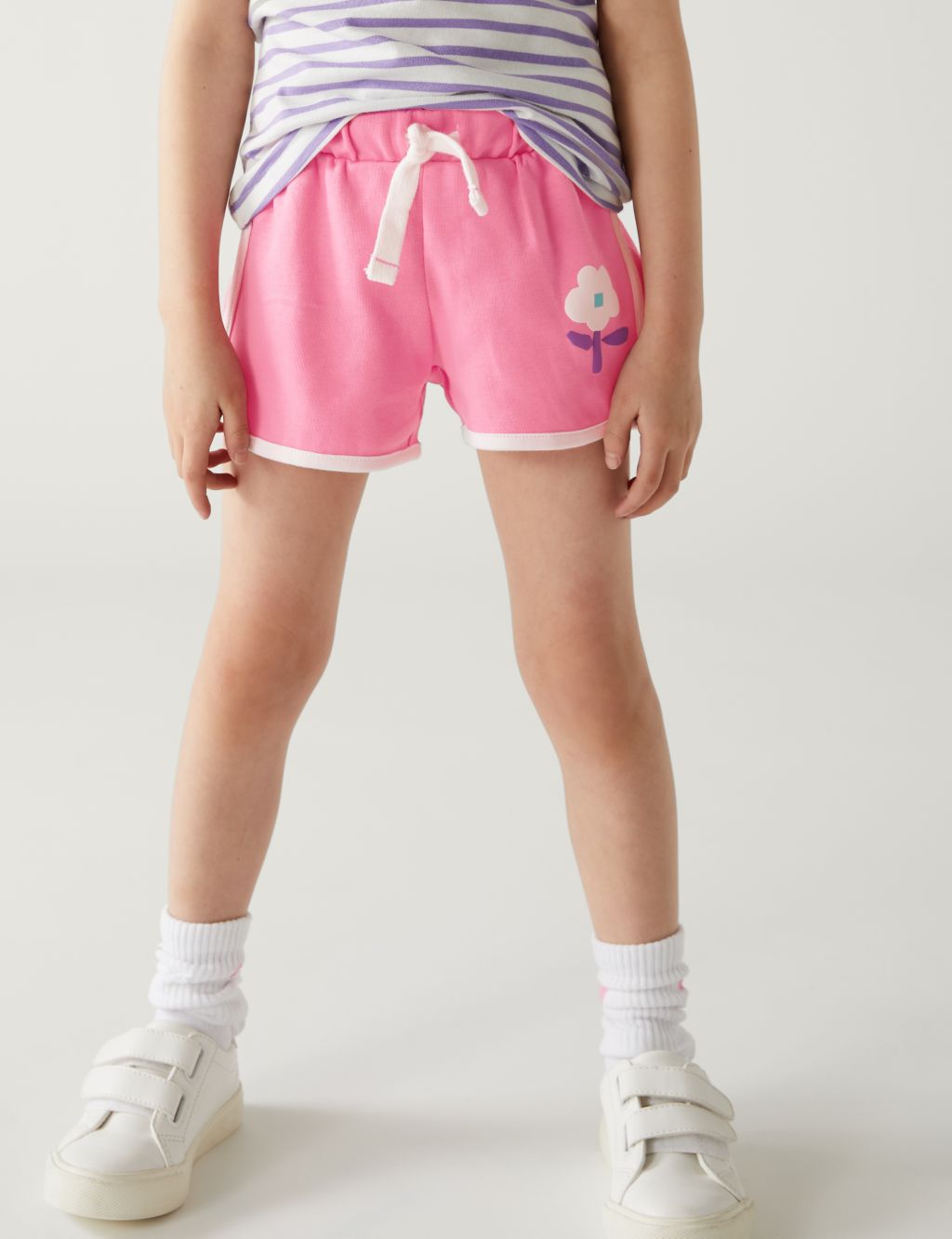 Pure Cotton Side Stripe Floral Shorts (2-8 Yrs) image 3