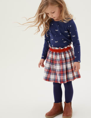 

Girls M&S Collection Pure Cotton Checked Skirt (2-7 Yrs) - Red, Red