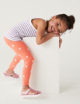 

Girls M&S Collection Cotton Rich Spotted Leggings (2-8 Yrs) - Coral, Coral