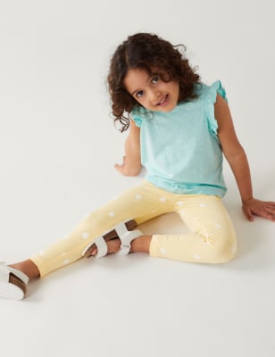 

M&S Collection Gepunktete Leggings mit hohem Baumwollanteil (2-8 J.) - Yellow, Yellow