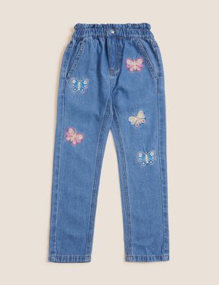 M&S Girls Relaxed Denim Butterfly Jeans (2-7 Yrs)