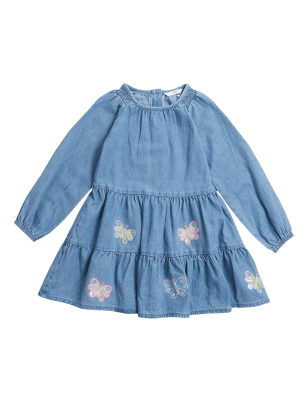 M&S Girls Denim Butterfly Dress (2-7 Yrs)