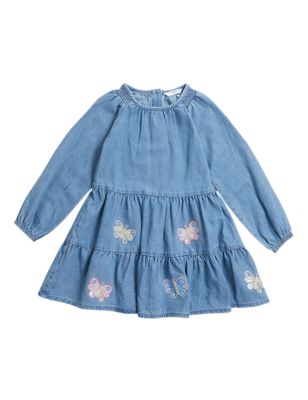 M&S Girls Denim Butterfly Dress (2-7 Yrs)