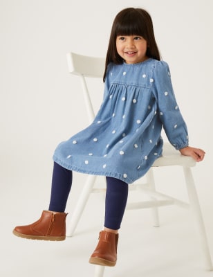 

M&S Collection Vestido denim de topos (2-7 años), Denim