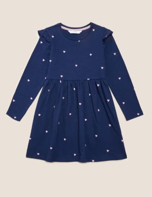 

Girls M&S Collection Pure Cotton Heart Print Dress (2-7 Yrs) - Navy, Navy