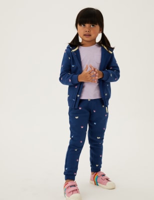 

Girls M&S Collection Cotton Rich Butterfly Print Joggers (2-7 Yrs) - Navy, Navy