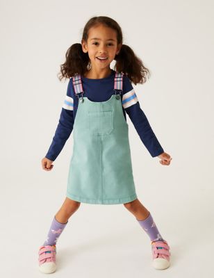 

Girls M&S Collection 2pc Cotton Rich Denim Pinafore Outfit (2-7 Yrs) - Green, Green