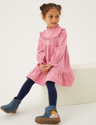 

Girls M&S Collection 2pc Cord Spotted Dress & Tights (2-7 Yrs) - Pink, Pink