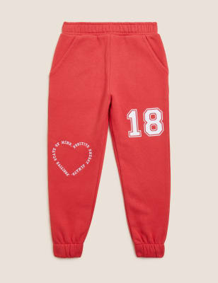 

M&S Collection Pantalón deportivo de algodón con texto (2-7 años) - Red, Red