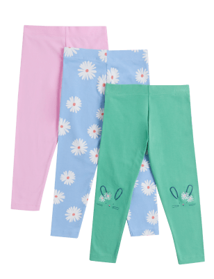 

M&S Collection Pack de 3 leggings de algodón estampados (2-7 años) - Multi, Multi