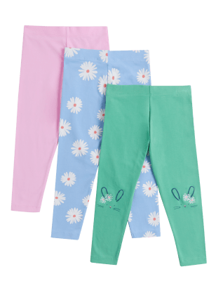 

Girls M&S Collection 3pk Cotton Rich Patterned Leggings (2-7 Yrs) - Multi, Multi