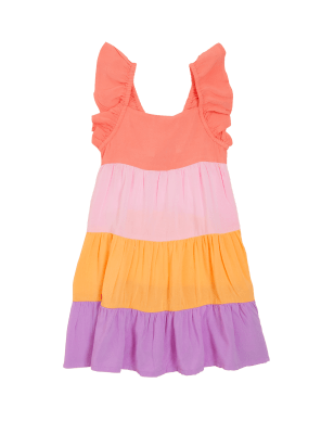 

Girls M&S Collection Colourblock Tiered Dress (2-7 Yrs) - Multi, Multi