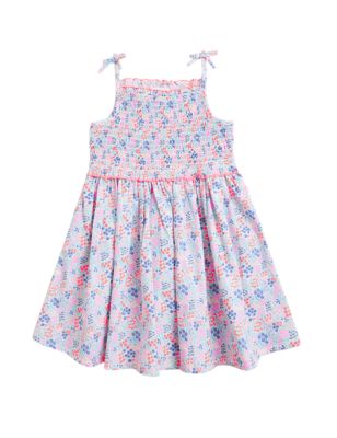 Girls M&S Collection Pure Cotton Floral Dress (2-7 Yrs) - White