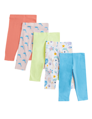 

M&S Collection Pack de 5 leggings pesqueros de algodón (2-7 años) - Multi, Multi