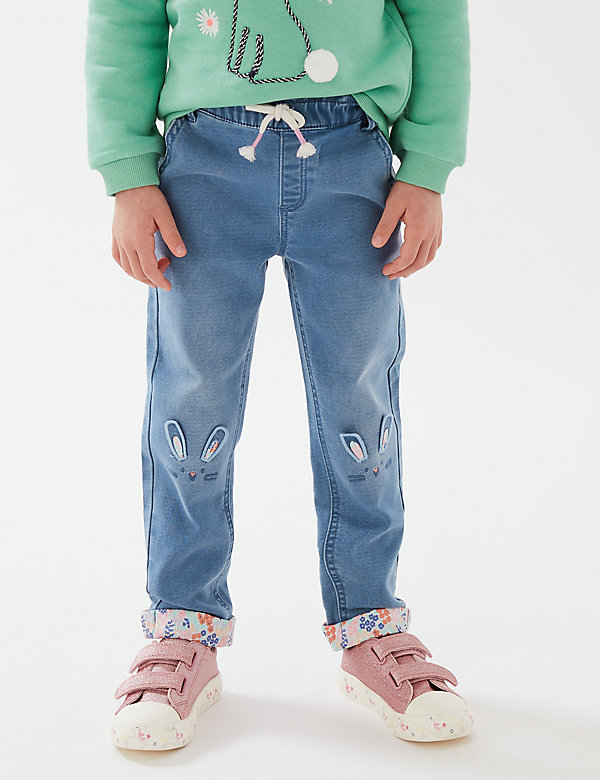 جينز من الدنيم مطرز (2 - 7 سنوات)