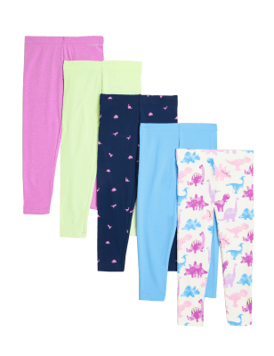 

Girls M&S Collection 5pk Cotton Rich Dinosaur Leggings (2-7 Yrs) - Multi, Multi