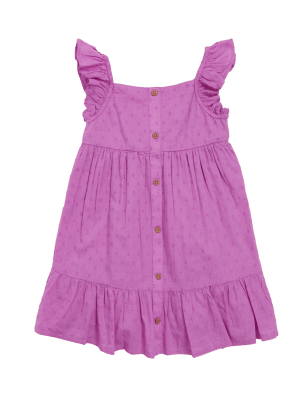 

Girls M&S Collection Pure Cotton Frill Tiered Dress (2-7 Yrs) - Purple, Purple