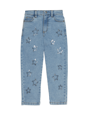 

M&S Collection Jeans regular denim de estrellas con lentejuelas (2-7 años), Denim