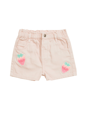 

M&S Collection Denim-Shorts mit hohem Baumwollanteil und Stickerei (2-7 J.) - Pink, Pink