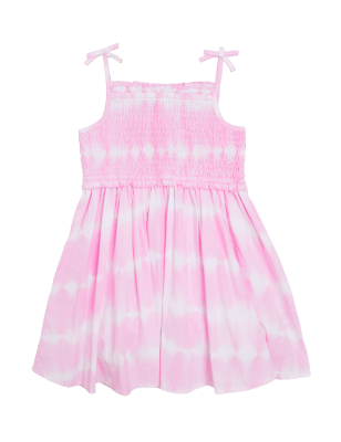 

Girls M&S Collection Pure Cotton Tie Dye Print Dress (2-7 Yrs) - Pink, Pink