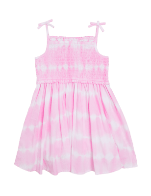 

M&S Collection Vestido 100% algodón con estampado de teñido anudado (2-7 años) - Pink, Pink