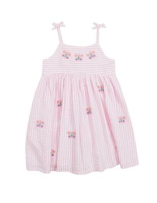 

Girls M&S Collection Pure Cotton Striped Butterfly Dress (2-7 Yrs) - Pink, Pink