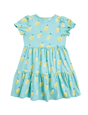 

M&S Collection Vestido 100% algodón con estampado de limones (2-7 años) - Aqua, Aqua