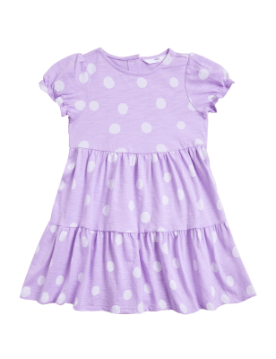

M&S Collection Vestido 100% algodón con estampado de topos (2-7 años) - Lilac, Lilac