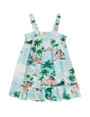 

Girls M&S Collection Tropical Print Dress (2-7 Yrs) - Blue, Blue