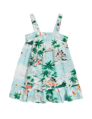 

Girls M&S Collection Tropical Print Dress (2-7 Yrs) - Blue, Blue