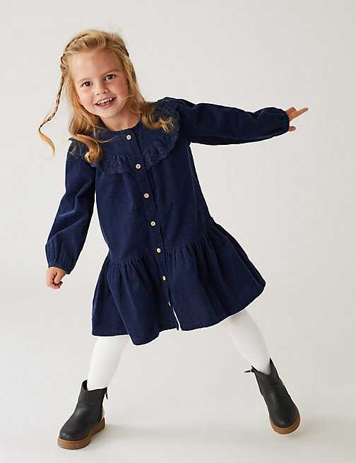 Marks And Spencer Girls M&S Collection 2pc Cotton Rich Outfit (2-7 Yrs) - Navy